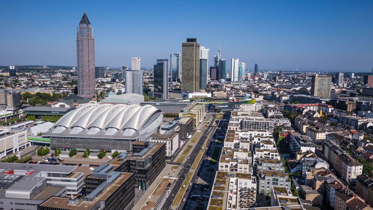 Virtueller Ausblick aus einem Frankfurter "Skyscraper"